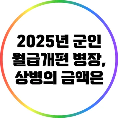 2025년 군인 월급개편: 병장, 상병의 금액은?