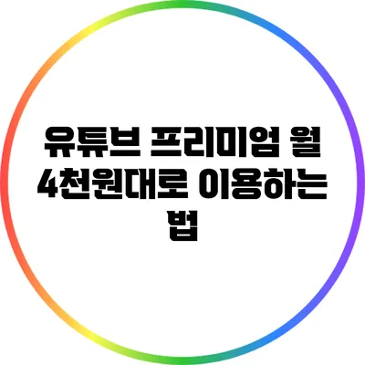 유튜브 프리미엄 월 4천원대로 이용하는 법