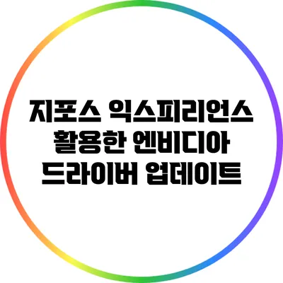 지포스 익스피리언스 활용한 엔비디아 드라이버 업데이트