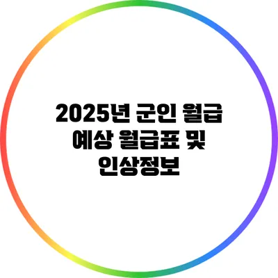 2025년 군인 월급: 예상 월급표 및 인상정보