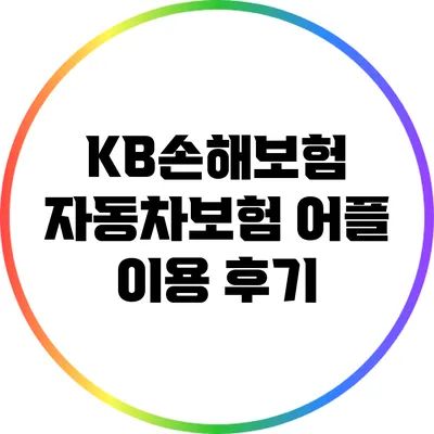 KB손해보험 자동차보험 어플 이용 후기