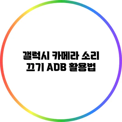 갤럭시 카메라 소리 끄기 ADB 활용법