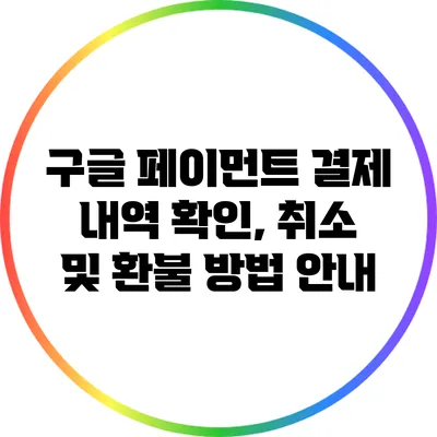 구글 페이먼트 결제 내역 확인, 취소 및 환불 방법 안내