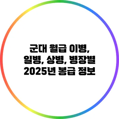 군대 월급: 이병, 일병, 상병, 병장별 2025년 봉급 정보