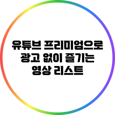 유튜브 프리미엄으로 광고 없이 즐기는 영상 리스트