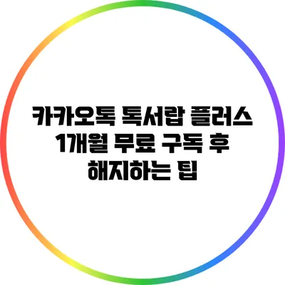 카카오톡 톡서랍 플러스 1개월 무료 구독 후 해지하는 팁
