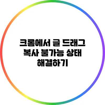 크롬에서 글 드래그 복사 불가능 상태 해결하기