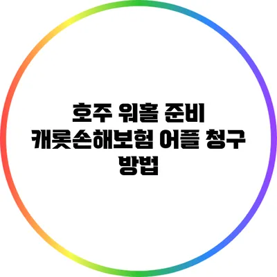 호주 워홀 준비: 캐롯손해보험 어플 청구 방법