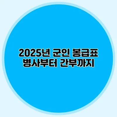 2025년 군인 봉급표: 병사부터 간부까지