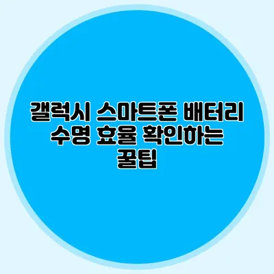 갤럭시 스마트폰 배터리 수명 효율 확인하는 꿀팁