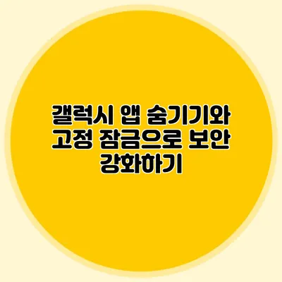 갤럭시 앱 숨기기와 고정 잠금으로 보안 강화하기