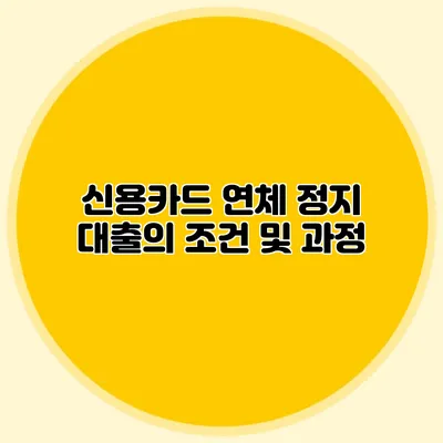 신용카드 연체 정지 대출의 조건 및 과정