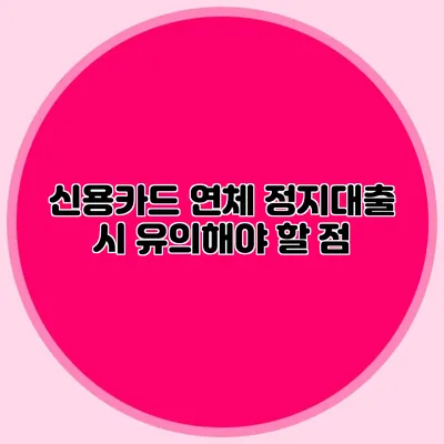 신용카드 연체 정지대출 시 유의해야 할 점