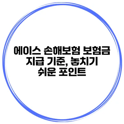 에이스 손해보험 보험금 지급 기준, 놓치기 쉬운 포인트