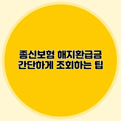 종신보험 해지환급금 간단하게 조회하는 팁