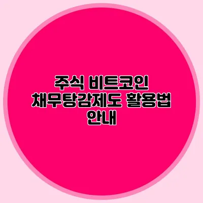 주식 비트코인 채무탕감제도 활용법 안내