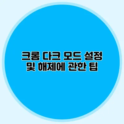 크롬 다크 모드 설정 및 해제에 관한 팁