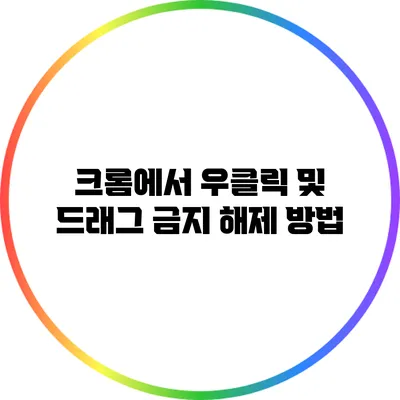 크롬에서 우클릭 및 드래그 금지 해제 방법