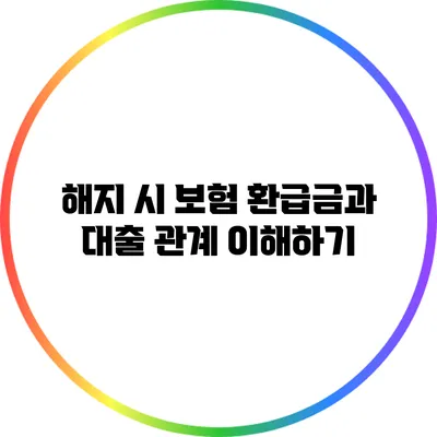 해지 시 보험 환급금과 대출 관계 이해하기