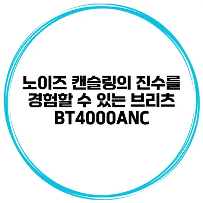 노이즈 캔슬링의 진수를 경험할 수 있는 브리츠 BT4000ANC