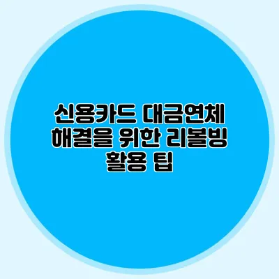 신용카드 대금연체 해결을 위한 리볼빙 활용 팁