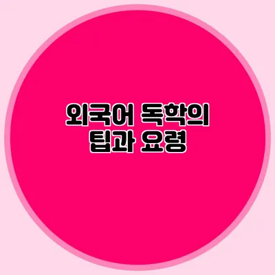 외국어 독학의 팁과 요령