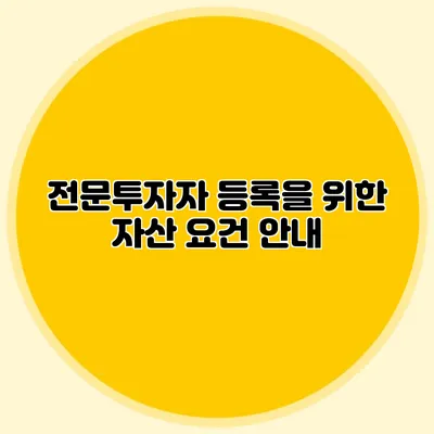 전문투자자 등록을 위한 자산 요건 안내