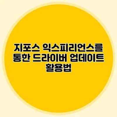 지포스 익스피리언스를 통한 드라이버 업데이트 활용법
