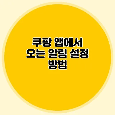 쿠팡 앱에서 오는 알림 설정 방법