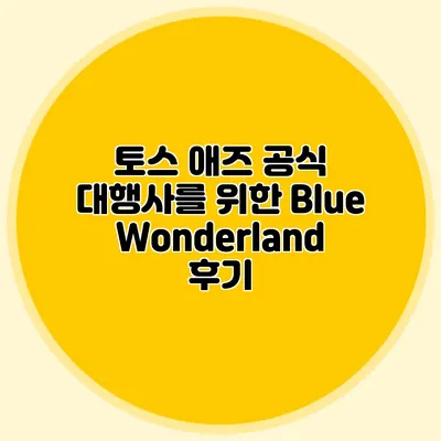 토스 애즈 공식 대행사를 위한 Blue Wonderland 후기